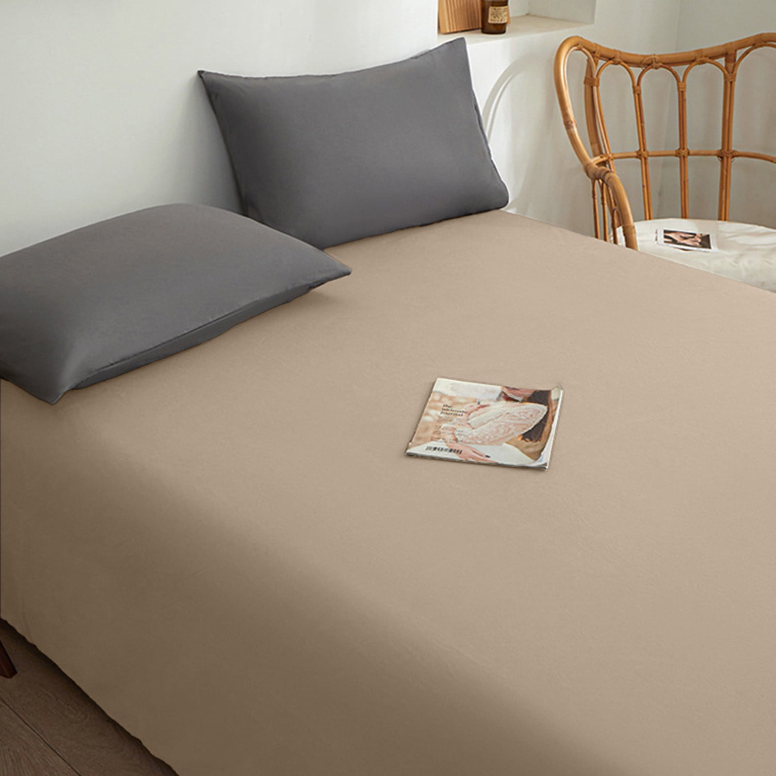 Xuniizn Queen Sheet Set, 87x91" Silky Cooling Sheets Queen, Extra Soft 1800 Microfiber Bamboo Sheets, Solid Color Bed Sheet, Hotel Luxury Smooth Satin Bedding Sheet for Hot Sleepers