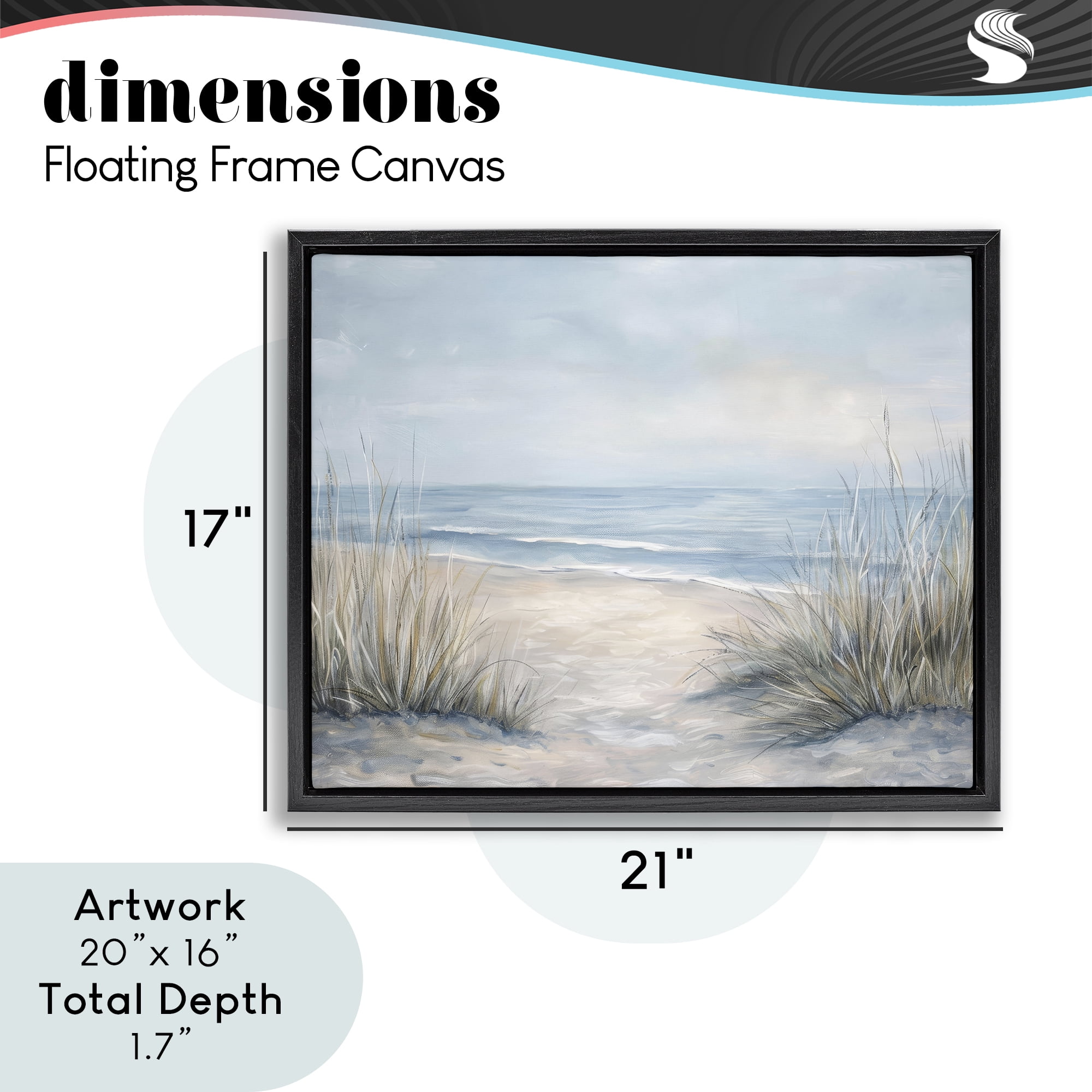 Stupell Industries To The Beach Tranquil Landscape Black Framed Floater Canvas Wall Art, design by Petal Prints Design