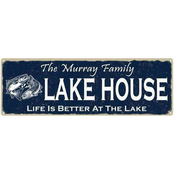 The MURRAY Family Lake House Sign 6x18 Metal Fishing Cabin Decor 106180101123