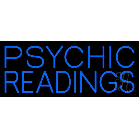 Blue Psychic Readings LED Neon Sign 13" Tall x 32" Wide - inches Black Square Cut Acrylic Backing, with Dimmer - Bright and Premium built indoor LED Neon Sign for Storefront.