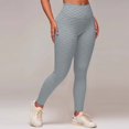 thumbnail image 2 of YUEHUA Women's High Waist Ribbed Textured Yoga Leggings, Tummy Control Butt Lifting Compression Pants, Stretchy Workout Tights for Gym & Jogging, 2 of 9