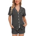 thumbnail image 2 of Pijama Anjue para mujer, pantalones cortos, viscosa gris oscuro, 2 of 6