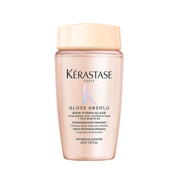 KÉRASTASE Travel Size Shampoo Gloss Absolu Bain Hydra-glaze | Para cabello con Frizz | Experimenta hasta 4 días de control del frizz y brillo intenso | Ácido Hialur&am