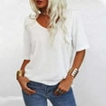 thumbnail image 2 of T Shirts For Women Womens Tops T Shirt V Neck Half Sleeve Loose Shirt Casual Solid Color Basic Top, 2 of 4