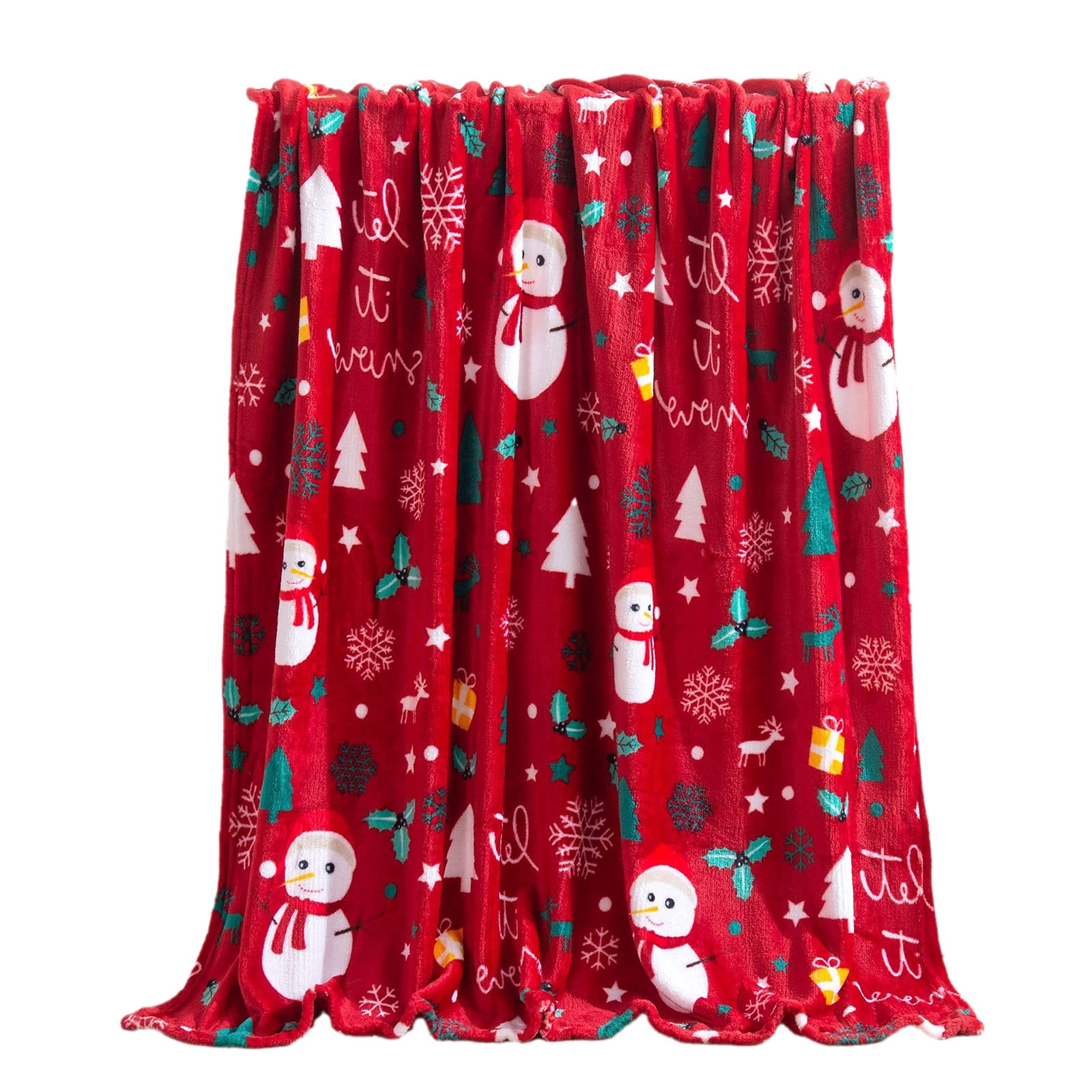KeirineCC Christmas Throw Blanket | Red Snowflake Snowman Christmas Fleece Blanket | Soft, Plush, Warm Winter Cabin Throw, 27.5x39.3inch(F)