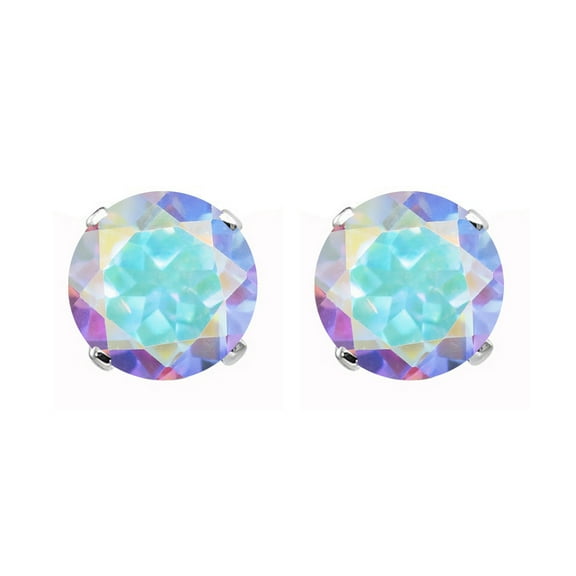 V3 Jewelry®14KT White Gold with Mercury Opal Topaz Stud Earrings