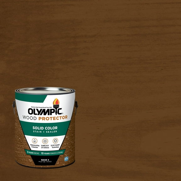 Olympic 1 Gallon SC-1010 Butternut Exterior Solid Wood Protector Stain Plus Sealer in One