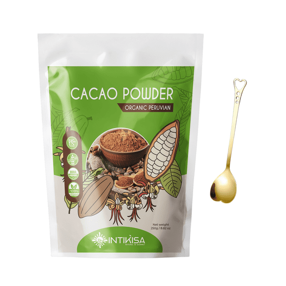 Intikisa Organic Cacao Powder, Unsweetened Cocoa Powder, 8.82 oz
