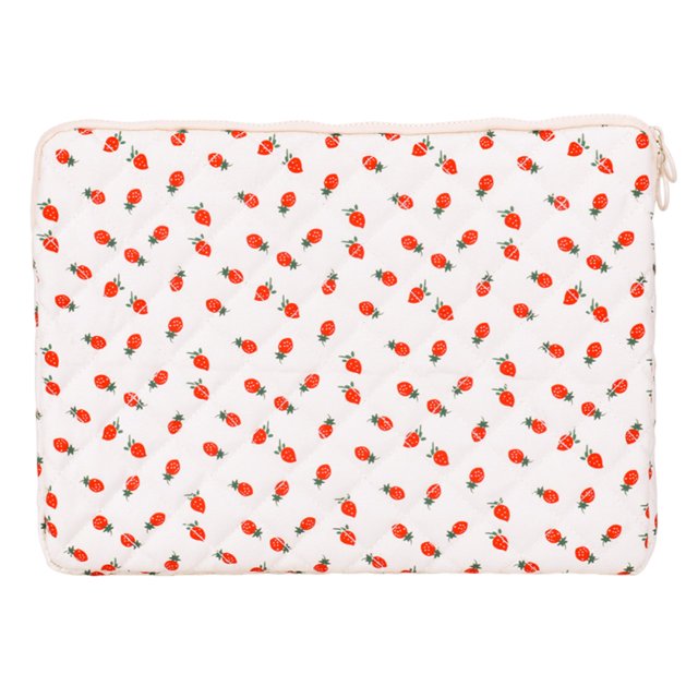 Tableta Almohadilla Suave Bordado Acolchado Hilo Strawberry Appl Floral Patrón 11 Pulgadas 13 (estilo 2)