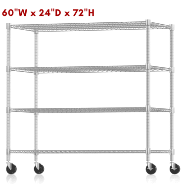 Legooin 4-Tier Heavy-Duty Storage Rack for Garage Movable Shelving Unit 2400 lbs, Silver
