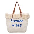 thumbnail image 1 of Bolso de hombro para mujer, bolsos de lona, ​​bolso de compras tejido con borlas (beige) Ehuebsd Para Estrenar, 1 of 8