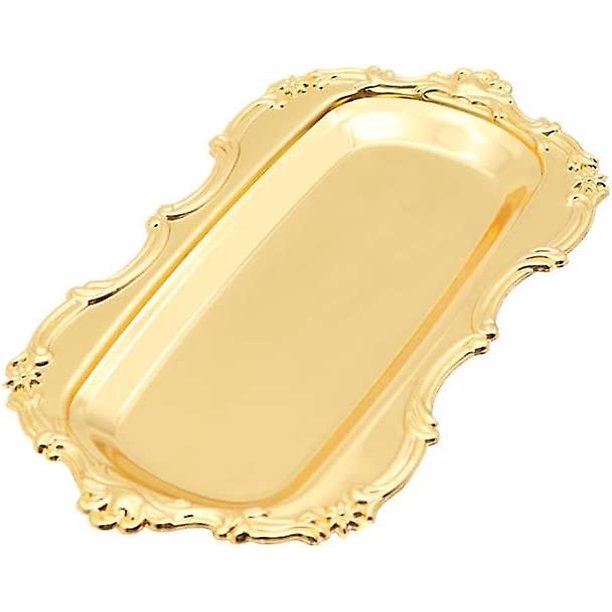 Bandeja de metal de acero inoxidable para toallas, platos de cena, bandeja de almacenamiento, plato, bandeja de té, bandejas de frutas, cosméticos, organizador de joyas, dorado