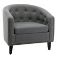 thumbnail image 2 of Barrel Accent Chair with Arms Faux Leather Club Chairs Bucket Chair Upholstered Tub Chair for Living Room Bedroom (Gray-Leather), 2 of 5