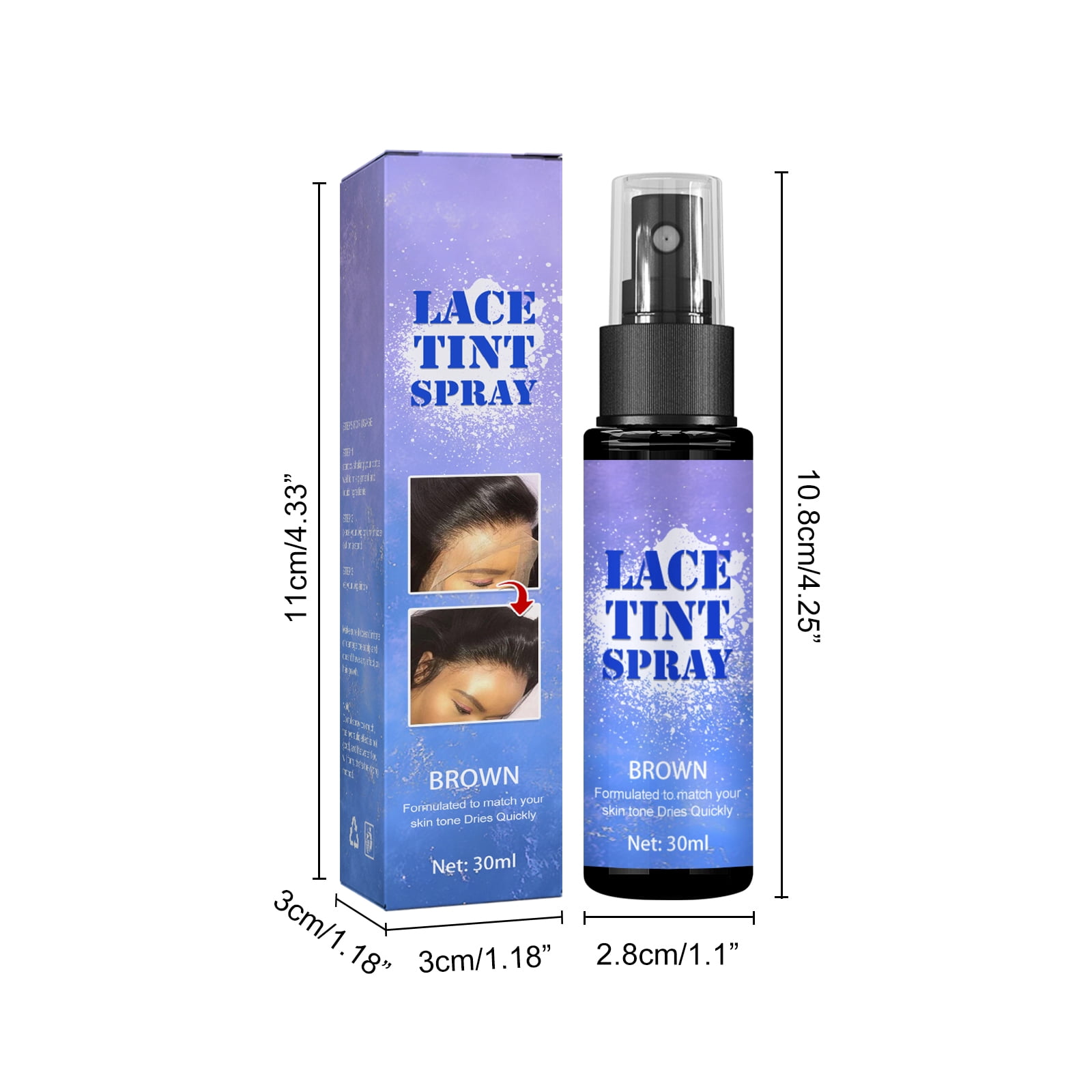Alvantor Lace Tint Melting Hair Spray for Wig Hairline, Brown Temporary Color Styling