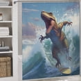 thumbnail image 3 of Surfing Dinosaurs Shower Curtain Cloth Fabric Bathroom Decor with Hooks, 3 of 8