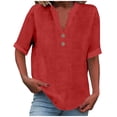 thumbnail image 2 of Womens Blouses and Tops Dressy Kelon Women's Tops Short Sleeve Shirts V Neck Boho Tops Fashion Tunics Trendy Flowy Clothing Vacation Clothes Cruise Outfits, S, 2 of 9