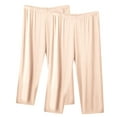 thumbnail image 2 of Stamzod 2 Pack Women Capris for Summer Solid Color Stretch Waist Capri Pants Casual Loose Plus Size Capri Pants for Women Beige XXXXXL, 2 of 3