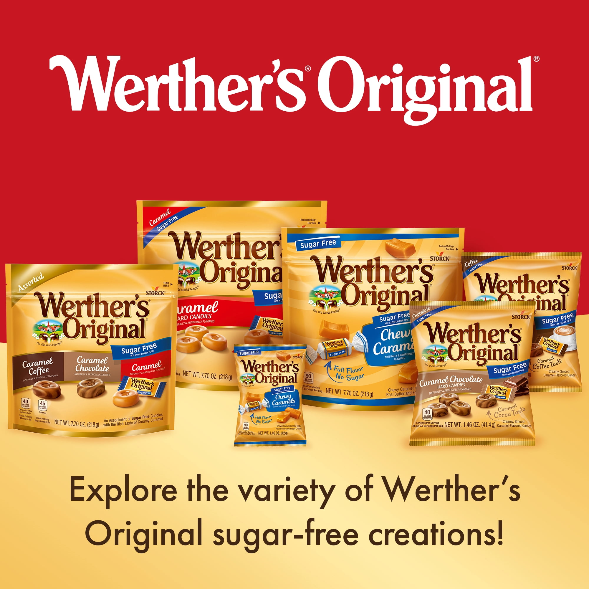 Werther's Original Hard Sugar Free Caramel Candy, 7.7 oz