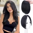 thumbnail image 1 of XINQIHANG 2Pcs Clip in Bangs Fake Bangs, Hair Clip in Extensions Faux Bangs, Princess Cut Hair Bangs Clips Long Front Side Bangs Hair Pieces Thick Middle Part Bangs Hair Clip for Women Girls, 1 of 7