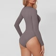 thumbnail image 3 of Yindaity Women's Crew Neck Long Sleeve Bodysuit T Shirts Basic Tops Grey,M, 3 of 4