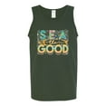 thumbnail image 2 of Wild Bobby Sea The Good Surfboard Sun Rise Good Vibes Nature Lover Men Tank Top, Forest Green, Medium, 2 of 6