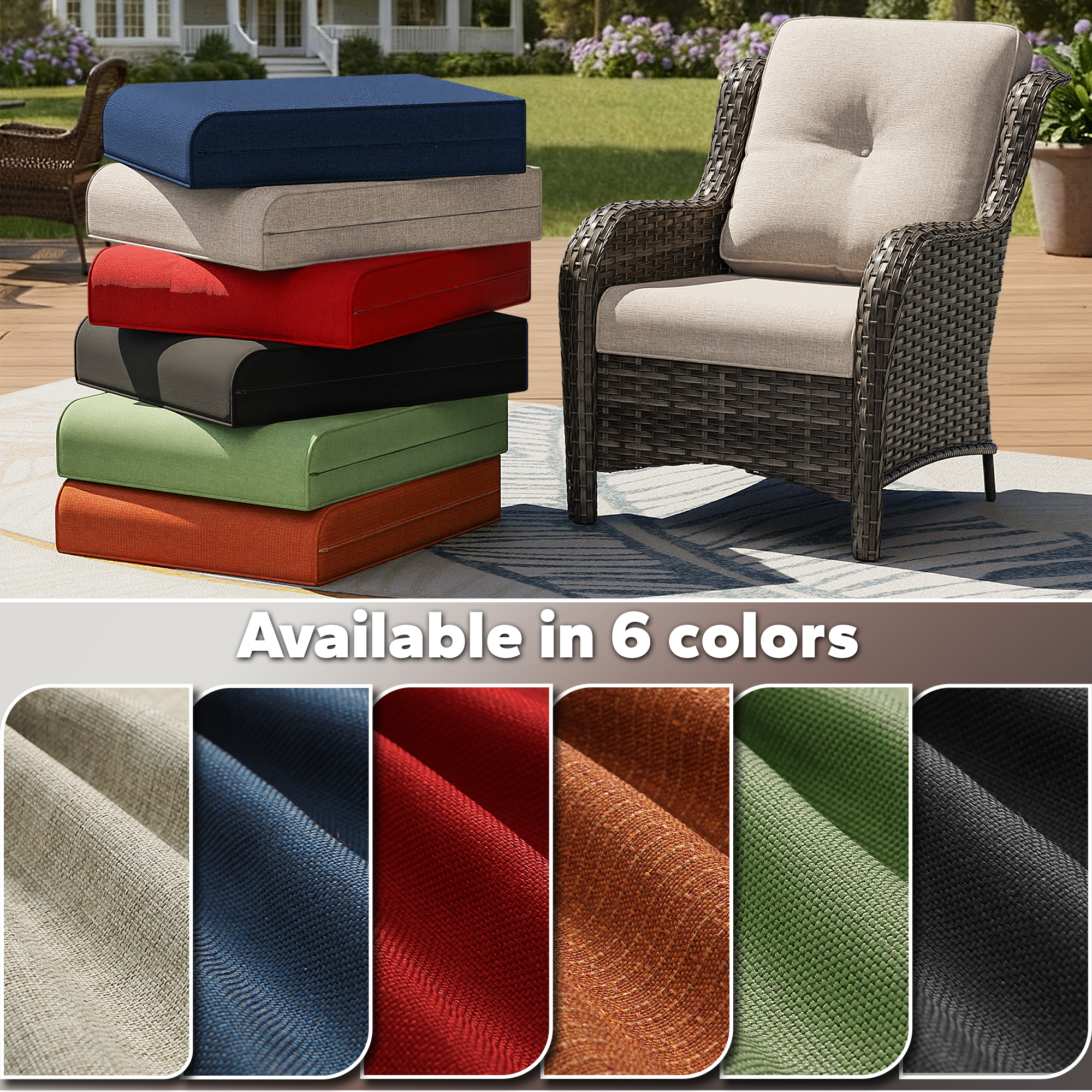 MeetLeisure 4 Inch Outdoor Cushions, Suitable for Patio Furniture, Water-Resistant & Fade-Resistant, 2 Sets, Beige