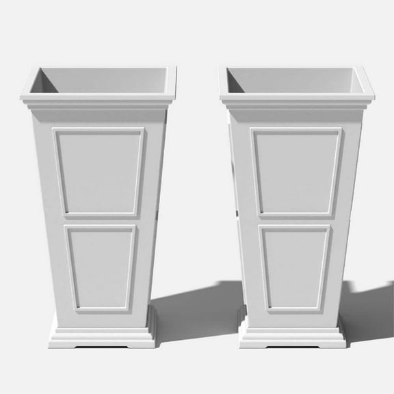 Brixton Series 26 in. Tall White Plastic Planter (2-Pack)