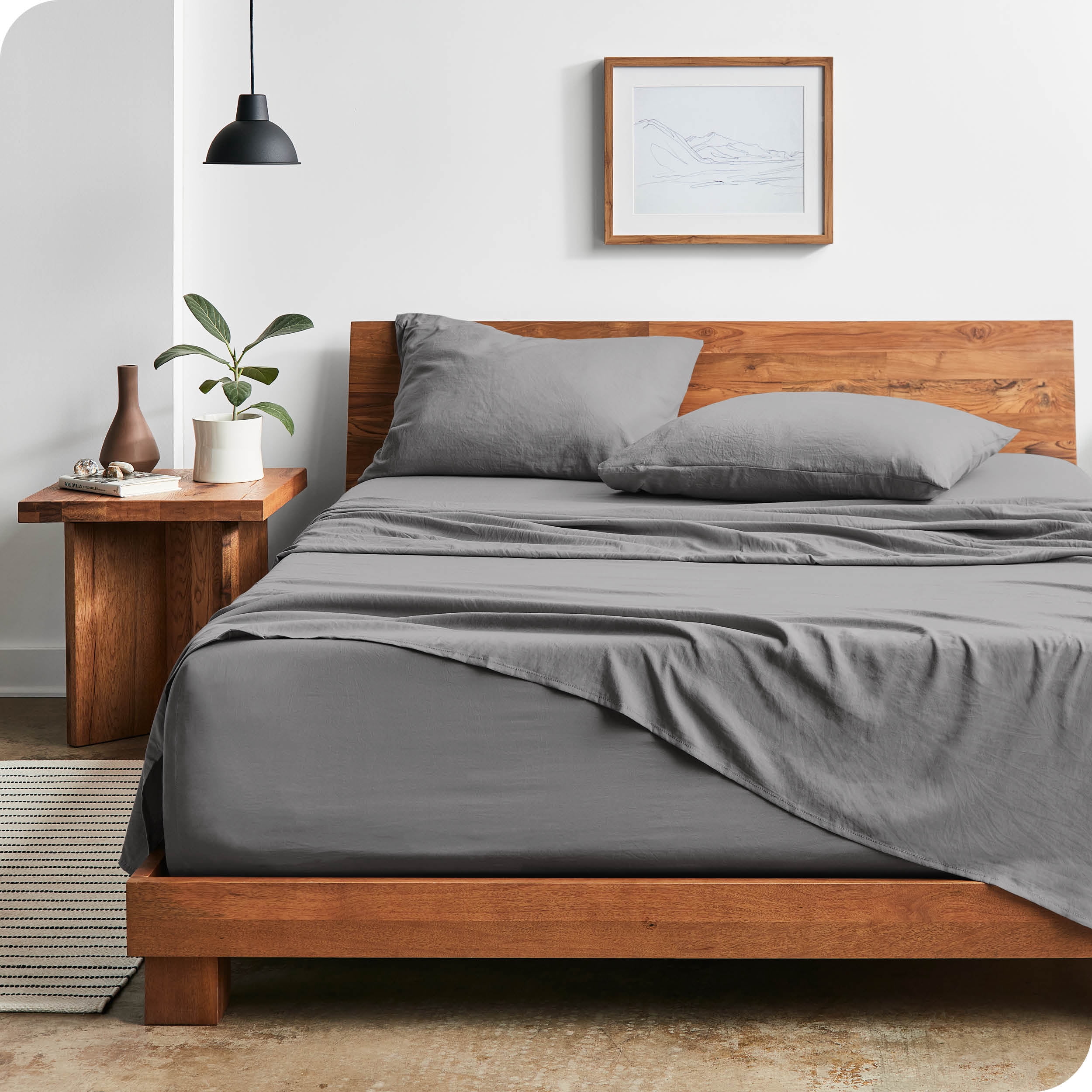 Bare Home Frost Gray Sandwashed Microfiber Sheet Set, Wrinkle Resistant, Deep Pocket, Queen