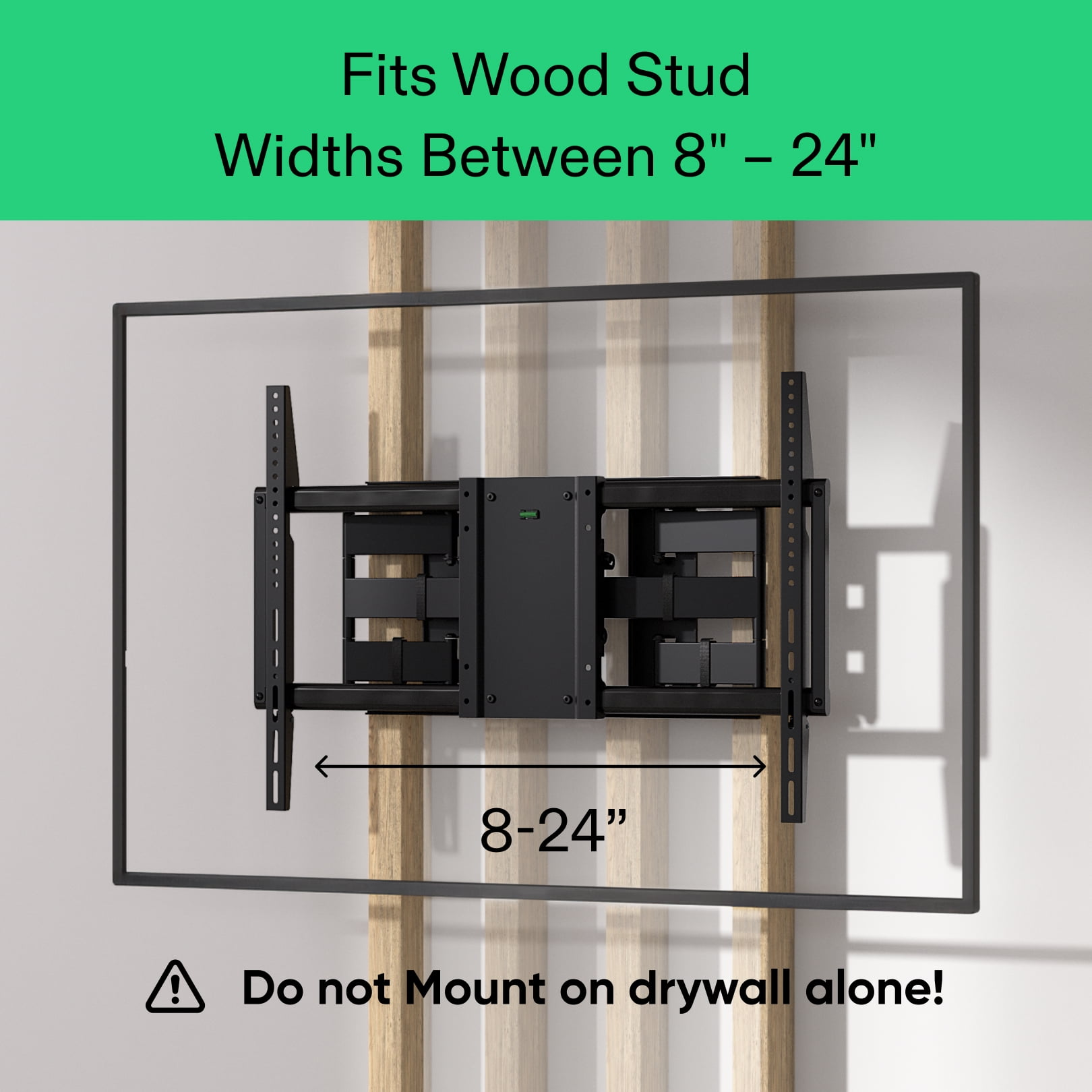 onn Extra-Large Full Motion TV Wall Mount 80"-110", UL Listed, Swivel ±60°, up to +5°/-15° Tilting