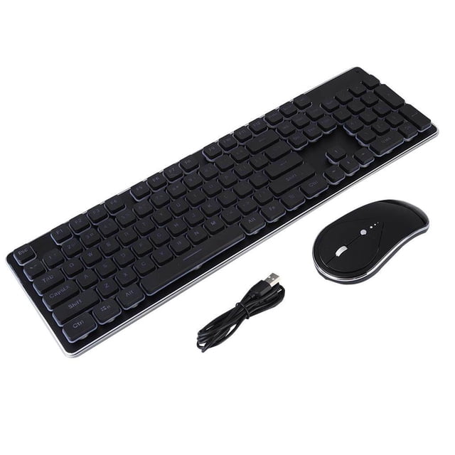 pitrice Wireless Charging Lighting 104 - key Laser Engraving Mute Keyboard Mouse Combo - Green Light