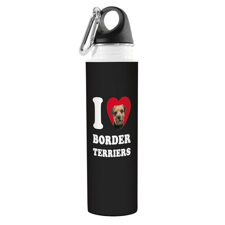 Tree-Free Greetings VB49014 I Heart Border Terriers Artful Traveler Stainless Water Bottle, 18-Ounce