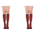 thumbnail image 2 of Minnieouse Calcetines hasta el muslo a rayas Botas de calcetín de estilo simple JK Legwarmers Día de San Valentín para diario Fiesta de Halloween 2piezas franja negra roja Minnieouse CBP334146, 2 of 5