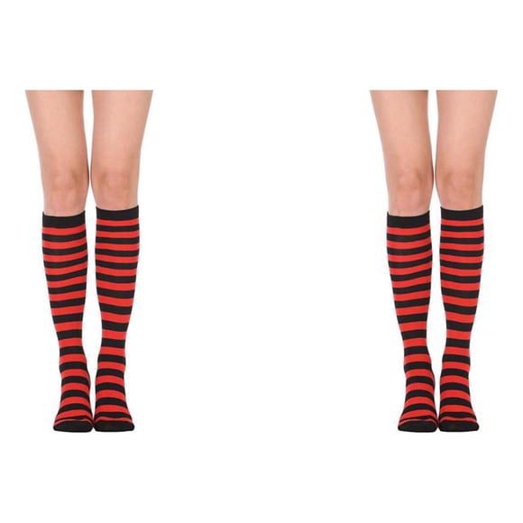 Calcetines hasta el muslo a rayas Qarigey Botas de calcetín estilo simple CBP334146 2piezas franja negra roja
