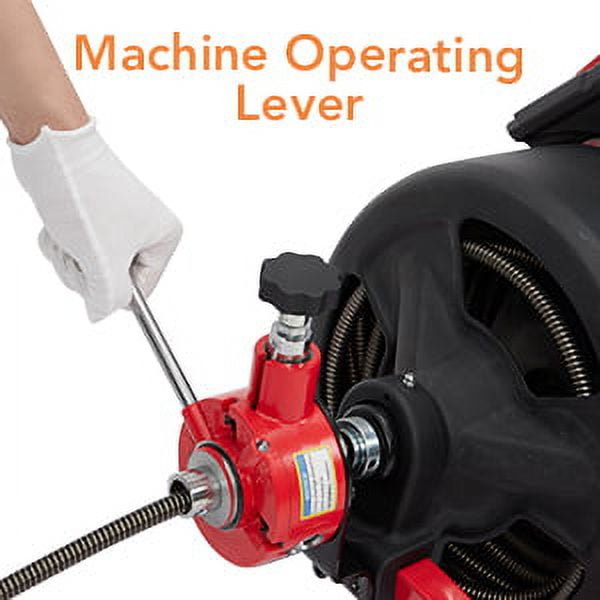 75Ft x 1 2 Inch Drain Cleaner Machine Auto feed Electric Drain Auger Professional for 2 to 4 Inch Pipes with 6 Cutters Glove Drain Auger Cleaner