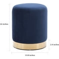 thumbnail image 2 of DAGONHIL Modern Round Velvet Ottoman,Upholstered Make-up Short Stools with Gold Plating Base,Foot Stool for Living Room,Pack of 1,Blue, 2 of 13