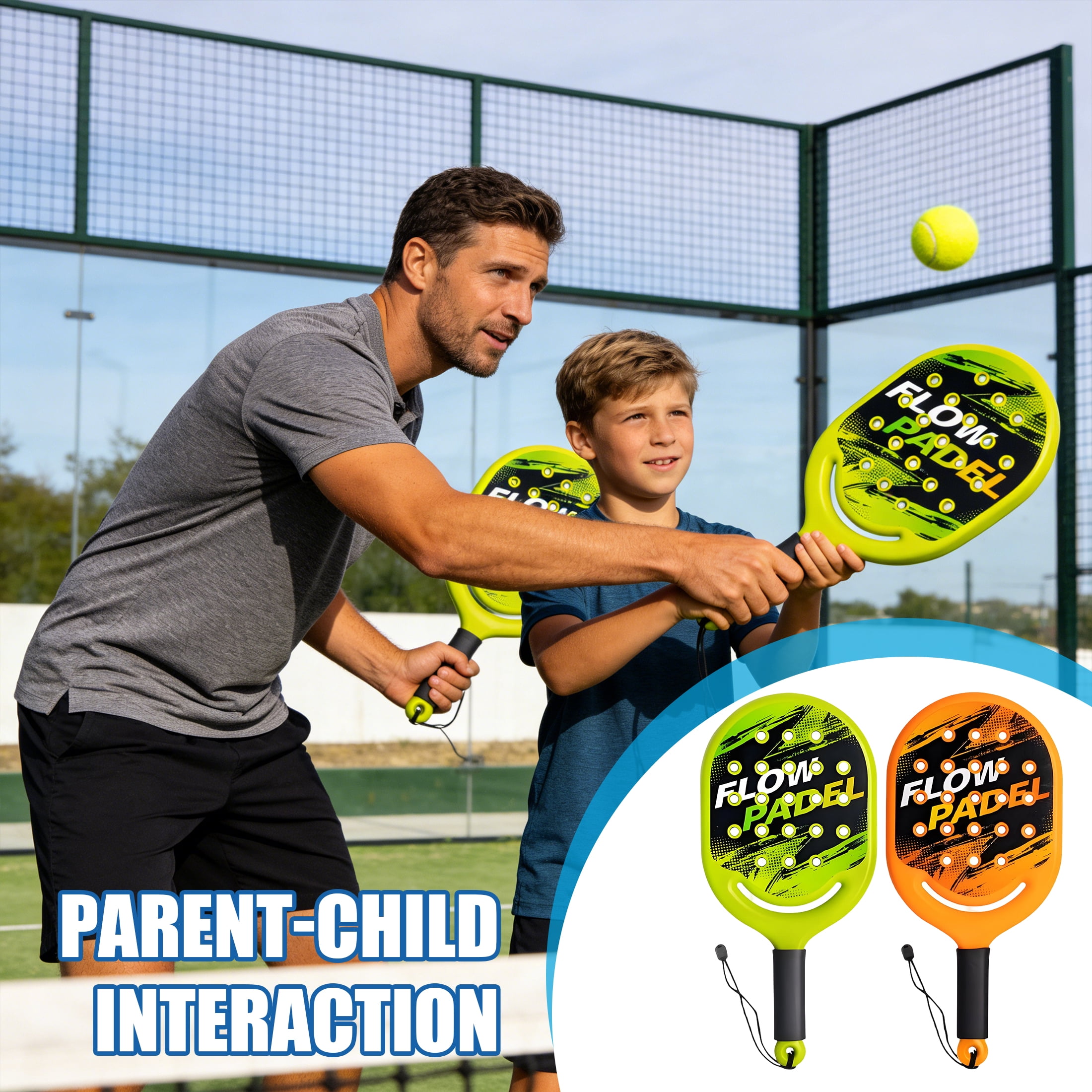 BESTSKY 4Pcs Padel Tennis Racket,High-Elastic Padel Racket with Non-Slip Handle,Superior Shock Absorption,Tennis Rackets with 2 Balls
