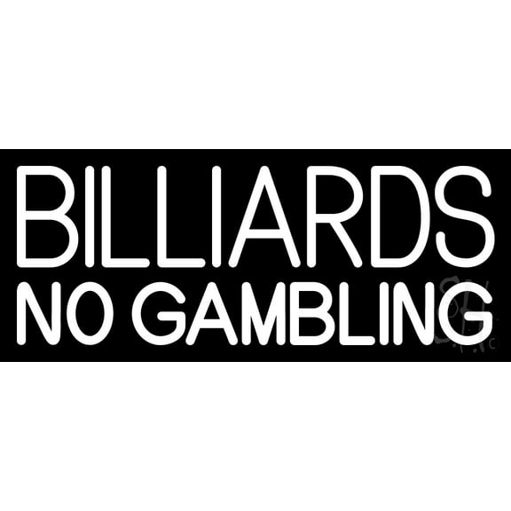 Billiards No Gambling 3 LED Neon Sign 6 x 15 - inches, Black Square Cut Acrylic Backing, with Dimmer - Bright and Premium built indoor LED Neon Sign for wall décor, arcarde, and storefront.