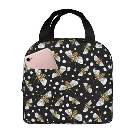 Insulated Lunch Bag for Women Men - Honey Bees at Night Leakproof Cooler Lunch Box for Women Men  Lunch Tote Bags for Work School Picnic Travel