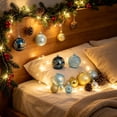 thumbnail image 4 of Christmas Tree Hanging Ornament Set Shatterproof Plastic Assorted Decorative Blue Gold, 4 of 6