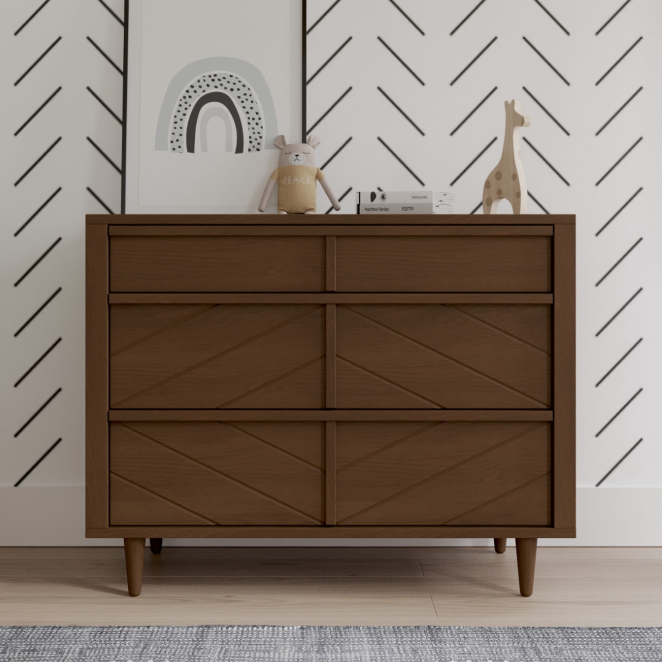 Child Craft Surrey Hill Crib and Dresser Nursery Set, 4-in-1 Convertible Crib with 3-Drawer Dresser, Toasted Chestnut, 2-Piece