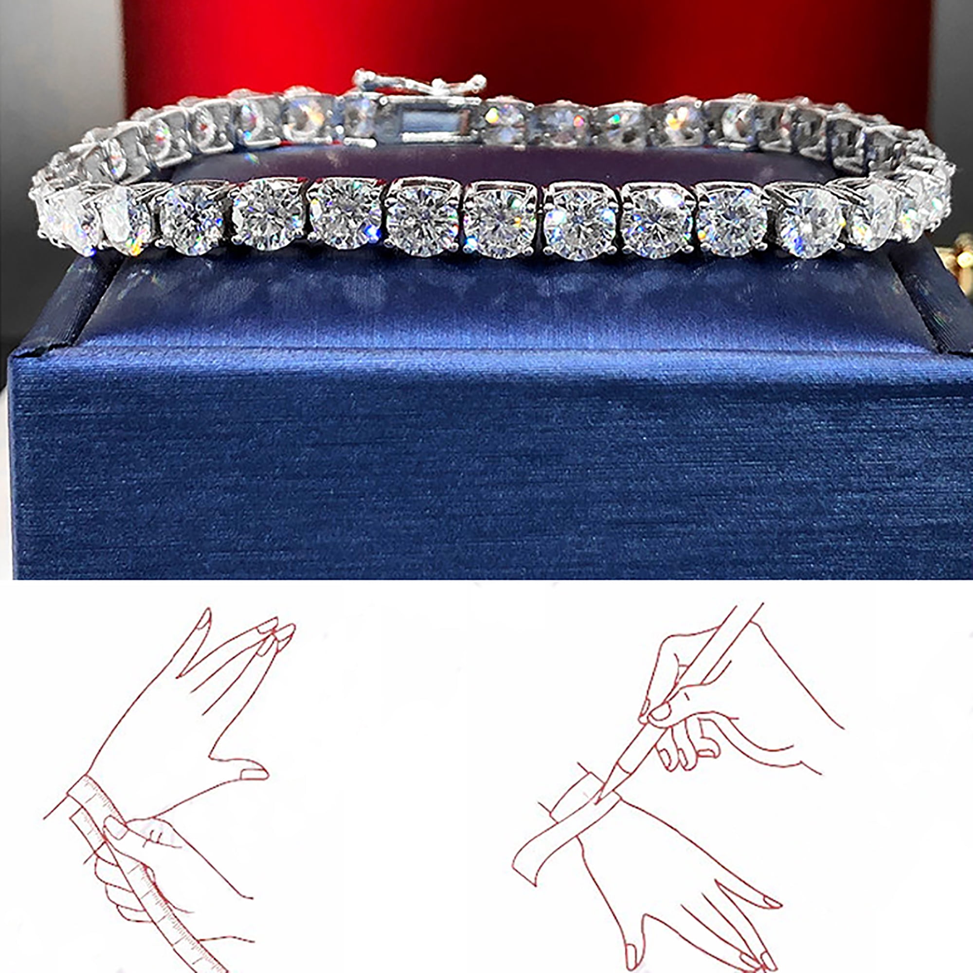 18K Yellow Gold Plated 5MM Cubic Zirconia Emerald Cut Classic Graduation Tennis Bracelet for Women Men Girls 7.0 inch