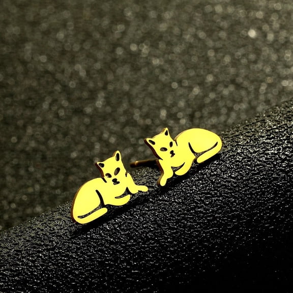 Cat Stud Earrings Black Kitten Pet Simple Jewelry Birthday Party Gifts for Men and Women