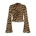 thumbnail image 7 of SCRAWLGOD Leopard Print Bell Sleeve Tops Size M Women Lettuce Trim Tops Y2K Shirts for Going Out Party Long Sleeve Flared Shirts for Women Casual Slim Shirts, 7 of 7