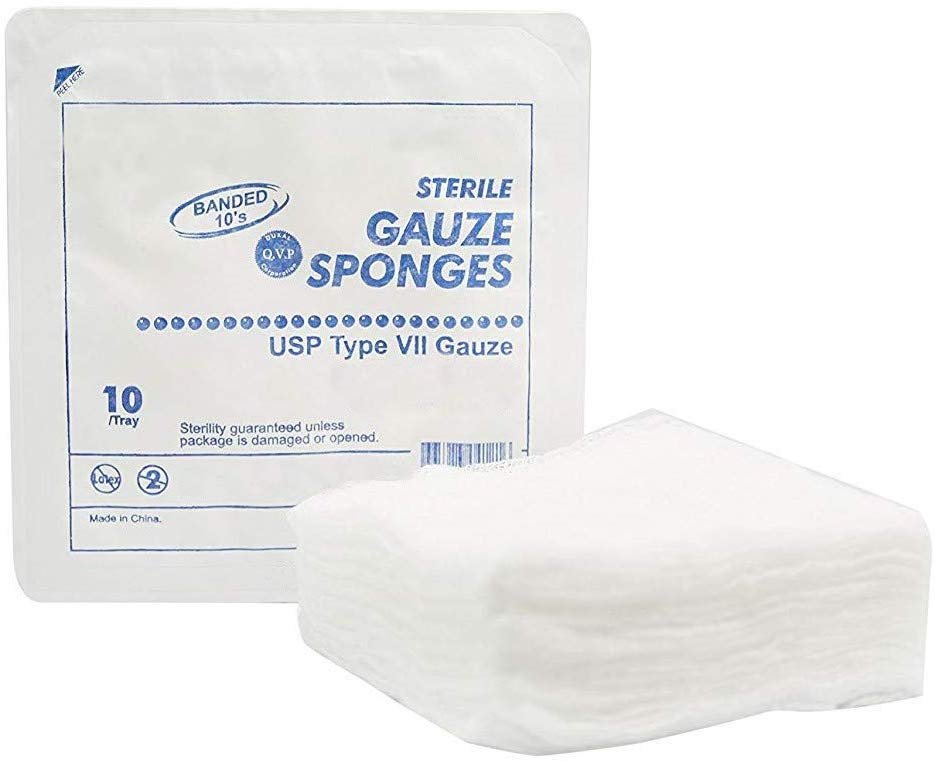 Type VII Gauze Sponges 4" x 4". Case of 1280 16ply Gauze Dressings for