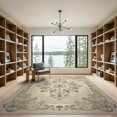 thumbnail image 2 of ODIKA 9'x12' Washable Area Rug Beige Neutral Symmetrical Featuring Cream Highlights Ground Boho for Dining Room, Basement, Large Office, Non-Slip Chair-Friendly, 2 of 7
