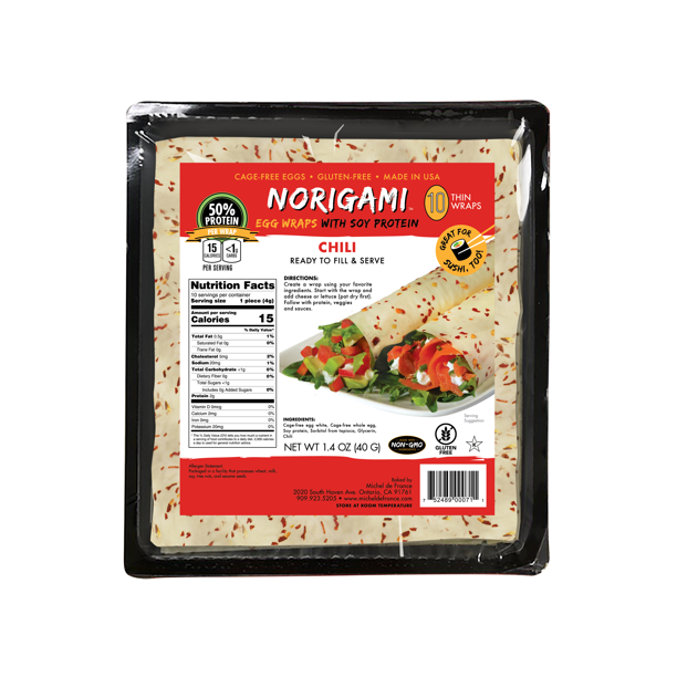 Egg Wraps with Soy Protein, Chili, 10 Thin Wraps, 1.4 oz (40 g), PER