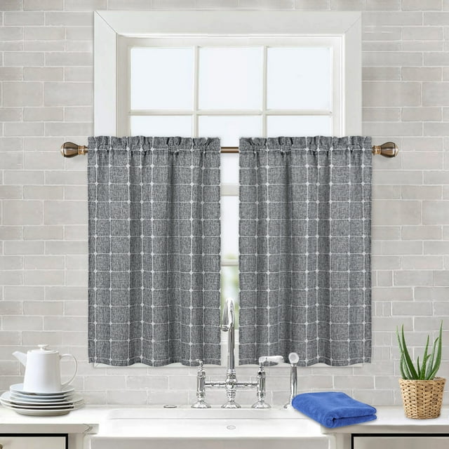 Haperlare Farmhouse Kitchen Curtains 36 inch Length Short Boho Linen