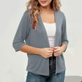 thumbnail image 5 of Htigea Women's Cardigans Half Sleeve Open Front Blouse Tops Solid Casual Lightweight Cardigan Gray XL, 5 of 7