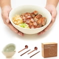 thumbnail image 3 of 8 Inch Ceramic Ramen Bowl Set of 2, 40oz  Bowls with Spoons & Chopsticks,Durable,Microwave & Dishwasher Safe, for Ramen,Pho,Salad,Soup,Noodles,Mixing bowls(Verdant), 3 of 6