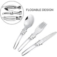 thumbnail image 3 of Juego de cubiertos para acampar (tenedor/cuchillo/cuchara), cuchillo plegable portátil, tenedor, cuchara para acampar al aire libre, senderismo, Picnic, plateado, 3 of 5